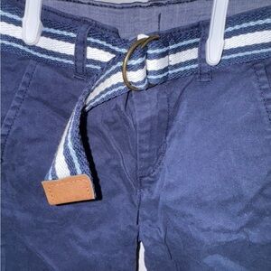 Navy Blue Shorts with Striped Belt